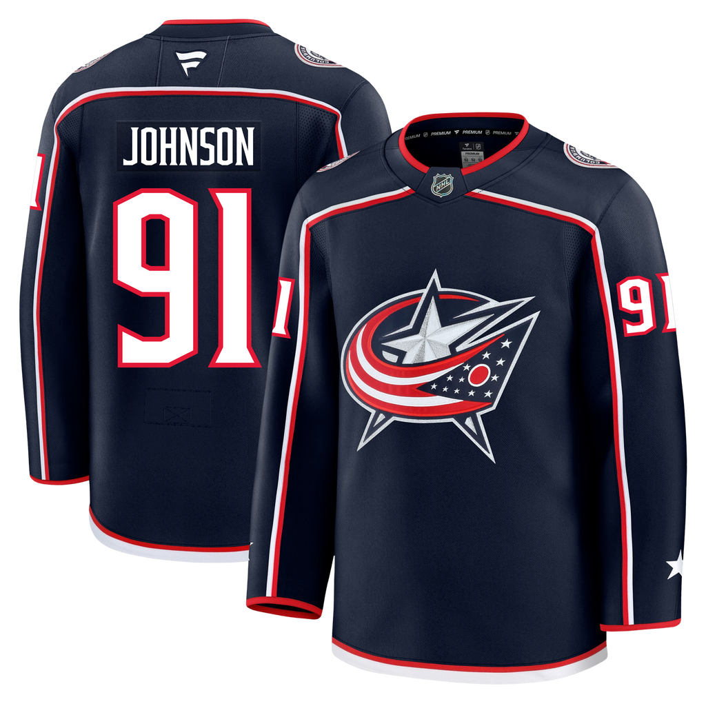 Kent Johnson Columbus Blue Jackets Fanatics Premium Home Jersey