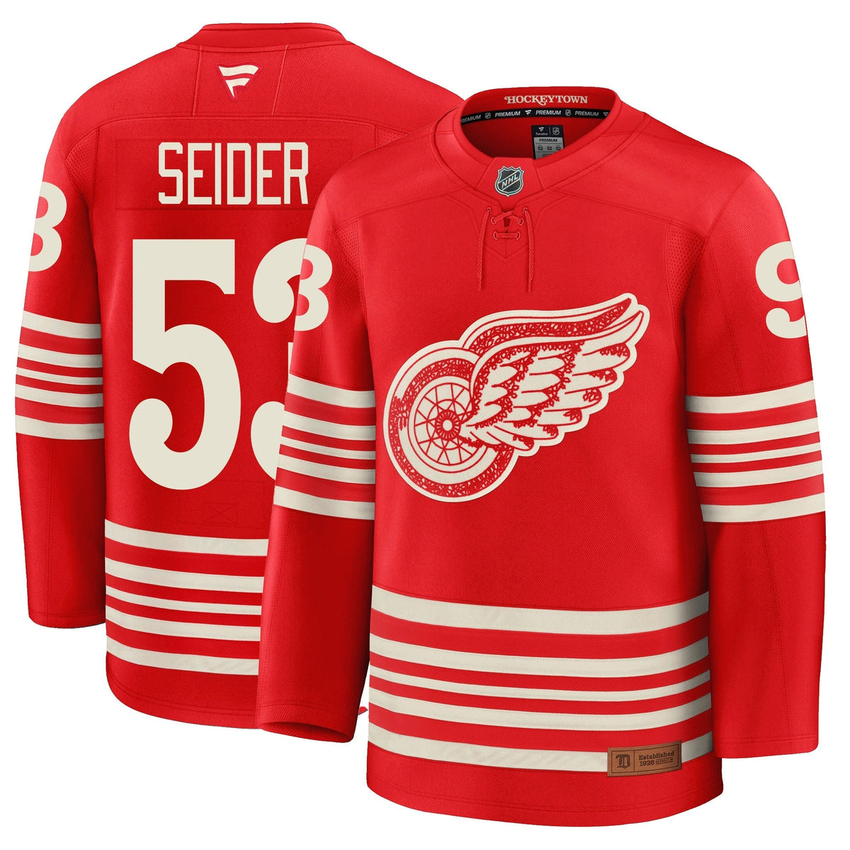 Moritz Seider Detroit Red Wings Fanatics Centennial Premium Jersey