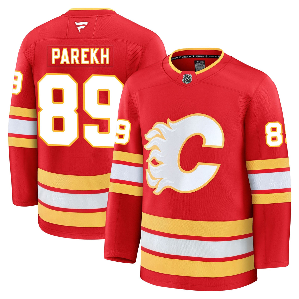 Zayne Parekh Calgary Flames Fanatics Premium Home Jersey